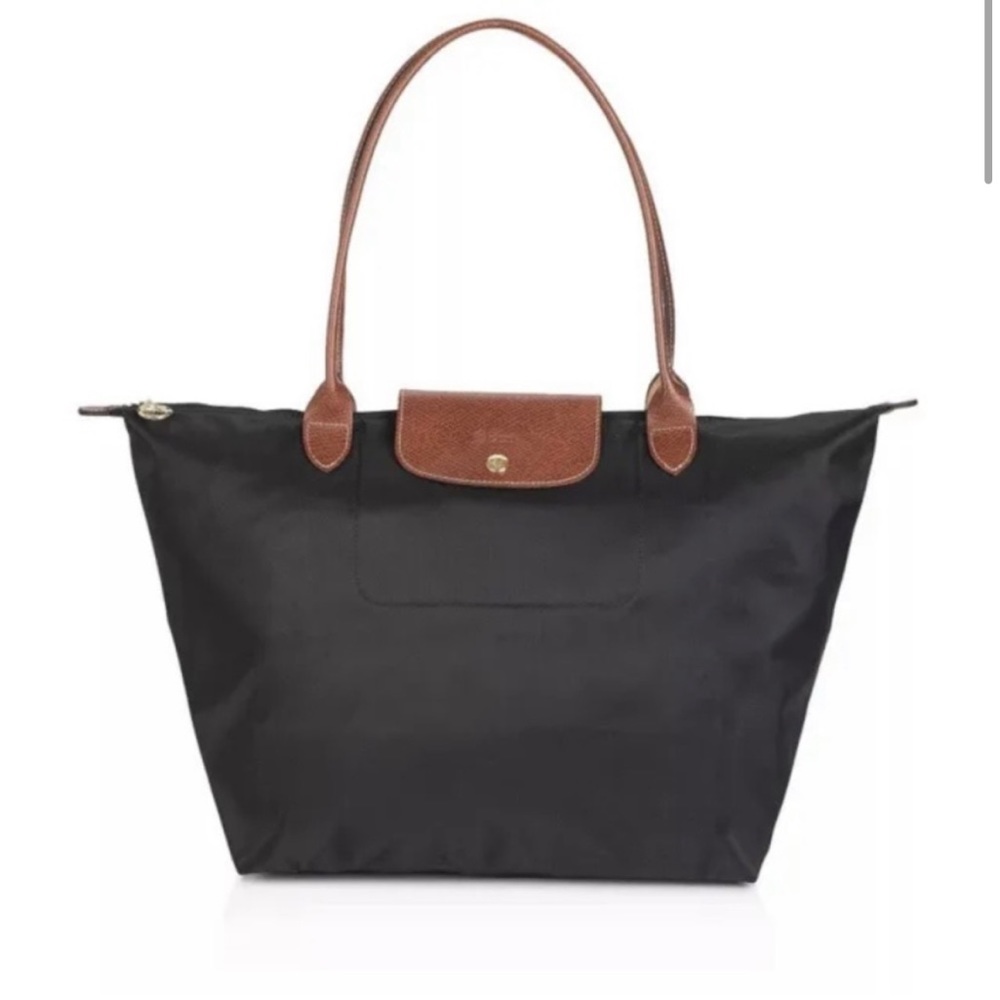 Long Champ LePliage Shoulder Tote Women’s Large Black Nylon Handbag Lightweight